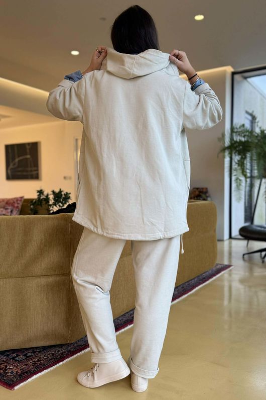 Anine Soft Touch Seam Pocket Hoodie Washed Stone **